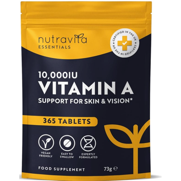 Nutravita Vitamin A 10,000 IU - 365 Vitamin A Tablets (1 Year Supply)
