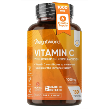 Vitamin C Tablets 1000mg - 180 Tablets - 6 Months Supply - 1 per Day