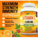 Vitamin C 1500mg per Tablet, High Strength 180 Vegan Tablets, Food Supplement, 6 Month Supply - Made in UK